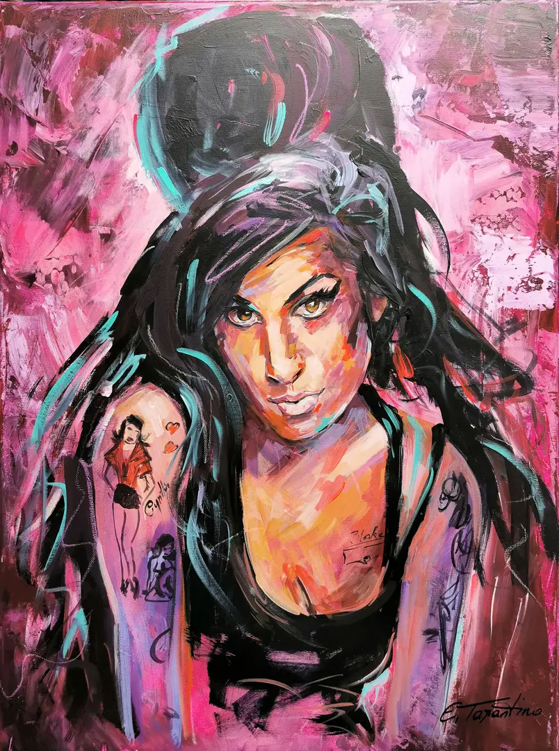 Amy Winehouse Portrait - Soul-Ikone Acrylbild auf Leinwand 60x80cm von Arte Tarantino